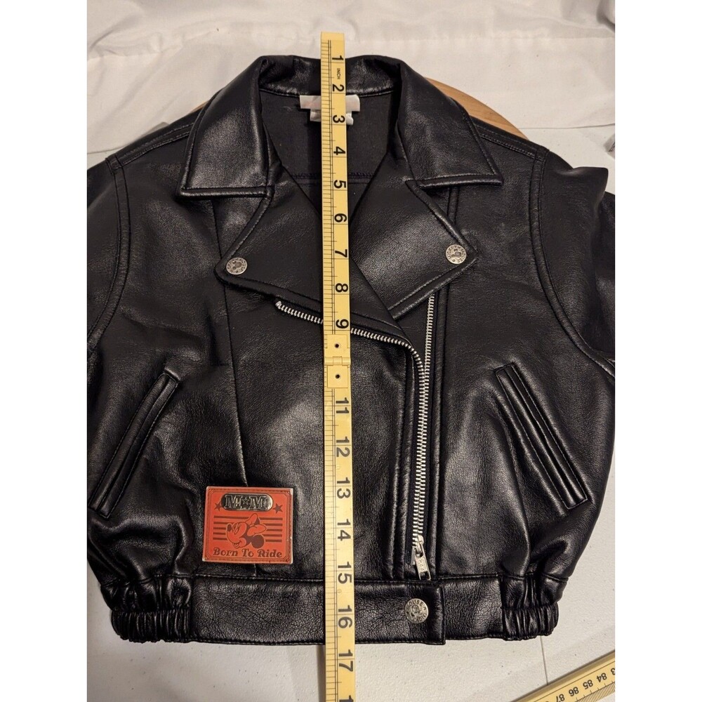 Disney Minnie Mouse Black Biker Jacket "Born to Ride" Faux Leather Kids Size 4T - Picture 14 of 16